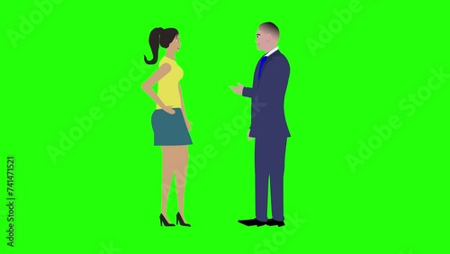 Wallpaper Mural Animation with man and woman character talking each other chroma key, green screen, for explainer videos Torontodigital.ca