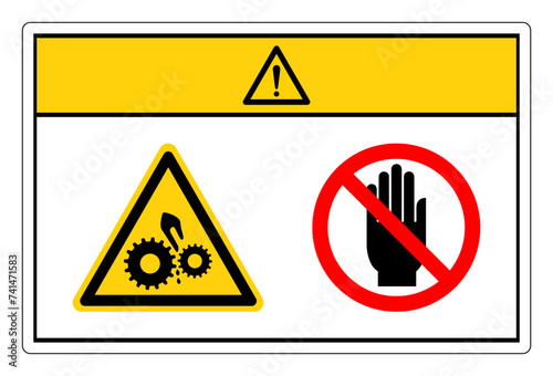 Caution Moving Machinery Do Not Touch Symbol Sign, Vector Illustration, Isolate On White Background Label. EPS10