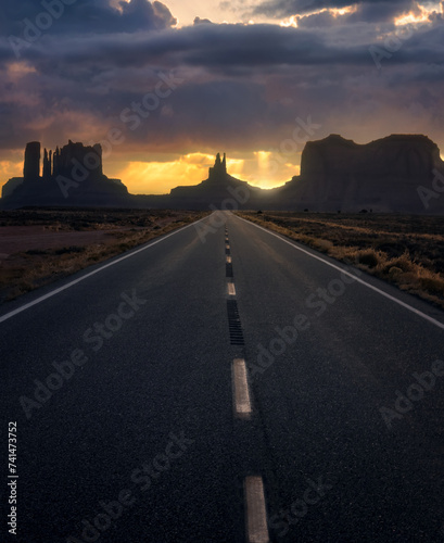 sunset over the highway