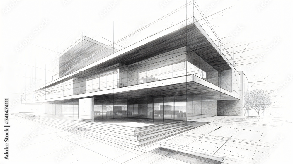 Blueprint design of modern office building.