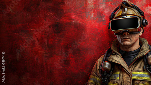 Firefighter battles blazes, risking life and limb to protect communities with courage and dedication with virtual reality sunglass