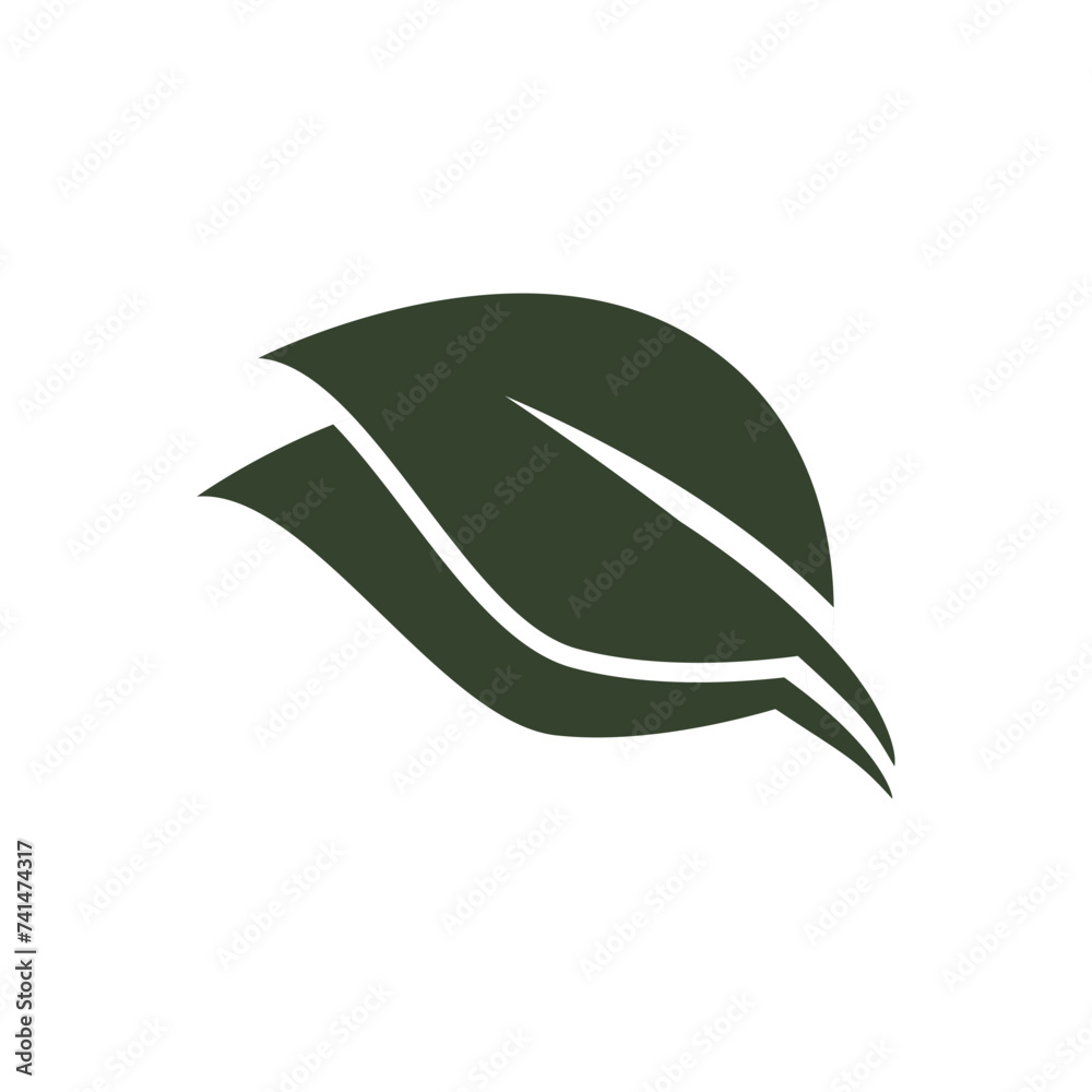 Green leaves vector icon design on white background. Green leaves vector icon design on white background.