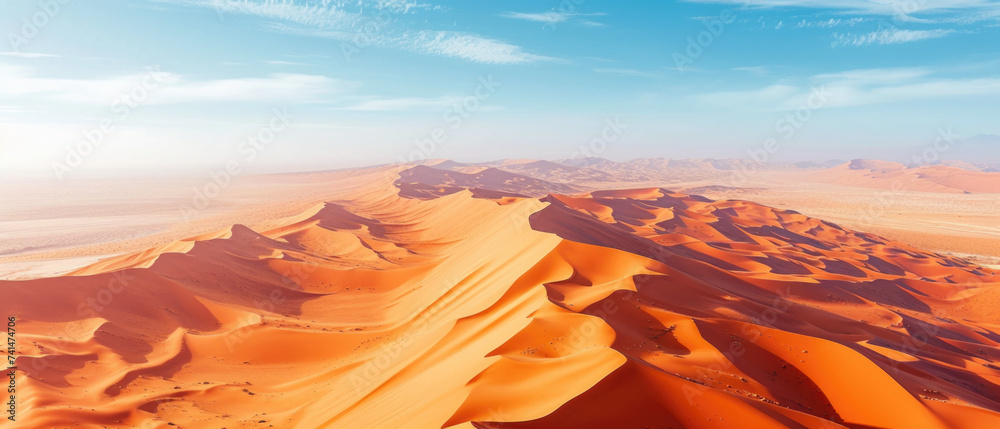 Aerial view of vast sahara desert with sand dunes - obrazy, fototapety, plakaty 