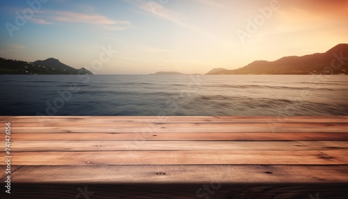 Fototapeta Naklejka Na Ścianę i Meble -  table in the background of sunset over the sea