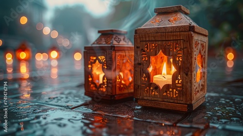 Congrats on EID MUBARAK! Closeup of wooden dice. photo