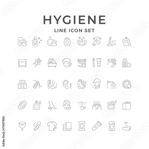 Set line icons of hygiene