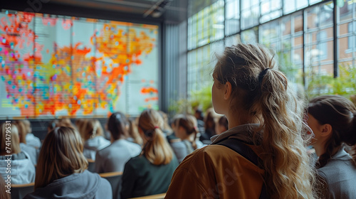 Girl in geography GIS classroom