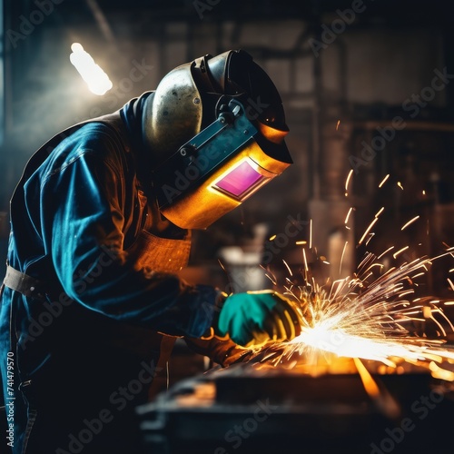 welder welding sparks on a black background © Olha