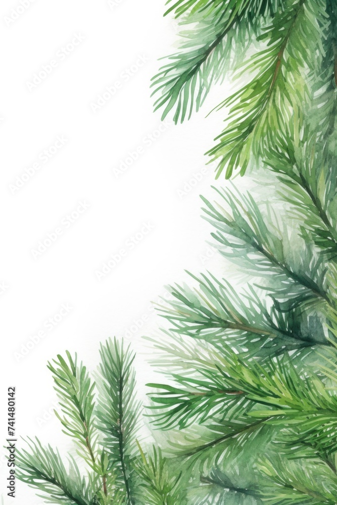 Close-up of a pine tree on a white background. Suitable for nature and Christmas themes