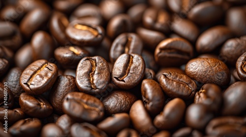 An illustration of coffee beans showing their texture, richness and aroma.Details and natural beauty of the coffee beans to create a captivating and visually appealing image.