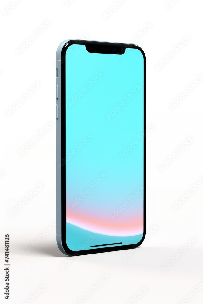 A modern Phone with a blue screen, suitable for technology concepts A modern Phone with a blue screen, suitable for technology concepts