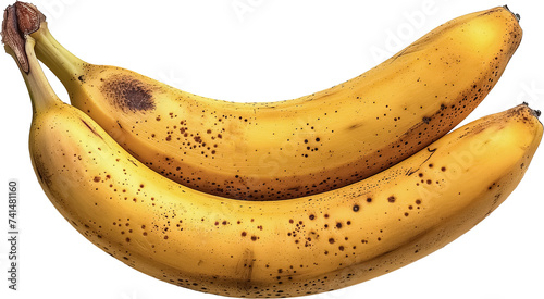 Bananas isolated on white, banana PNG transparent, realistic banana ripe fruit no background, fruit graphic recourses photo