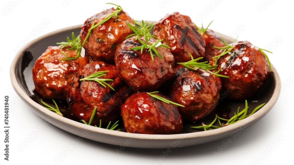 A bowl filled with meatballs covered in sauce, perfect for food-related projects A bowl filled with meatballs covered in sauce, perfect for food-related projects