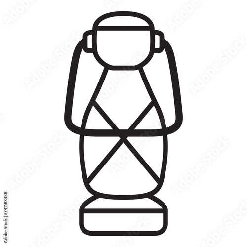 Camping lantern icon.Camp lamp.Old kerosene lamp.Retro gas lamp .XIX century lightings.Barn lantern.The wild west lamp.Isolated on white background.Outline vector illustration.Doodle sketch.