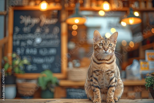 Tabby Cat in Coffee Shop