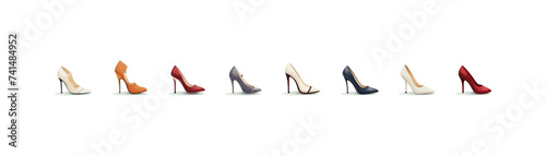Color collection of women's shoes. Vector illustration design.
