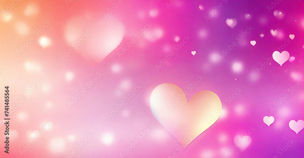 high quality, Abstract soft bright gradient background with heart shape bokeh