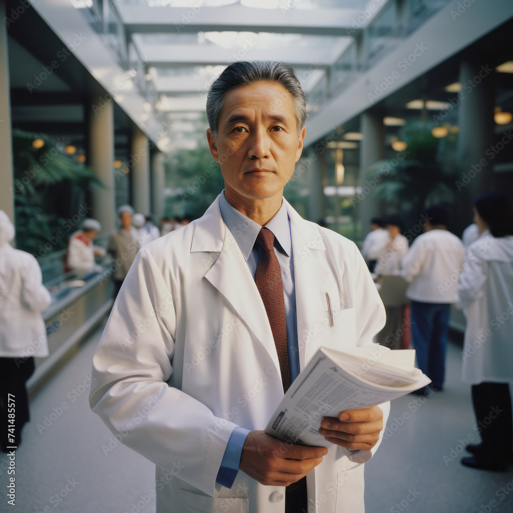 Senior Doctor Contemplating with Cash in Hand. Mature male doctor holding money, thoughtful expression, busy hospital corridor backdrop.
Senior Doctor Contemplating with Cash in Hand. Mature male doctor holding money, thoughtful expression, busy hospital corridor backdrop.