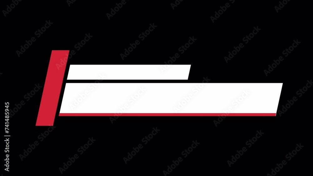 Minimalist lower third animation with red colors. Suitable for content information or broadcasting. Video animation in 4k quality with alpha channel and green screen background