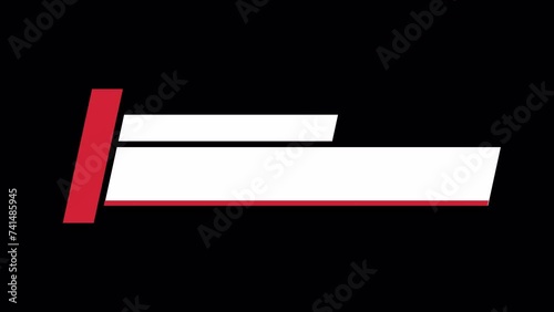 Minimalist lower third animation with red colors. Suitable for content information or broadcasting. Video animation in 4k quality with alpha channel and green screen background