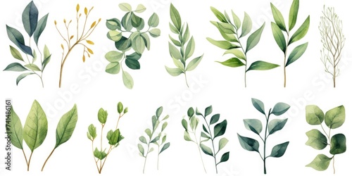Collection of different types of leaves on a clean white background. Perfect for botanical projects