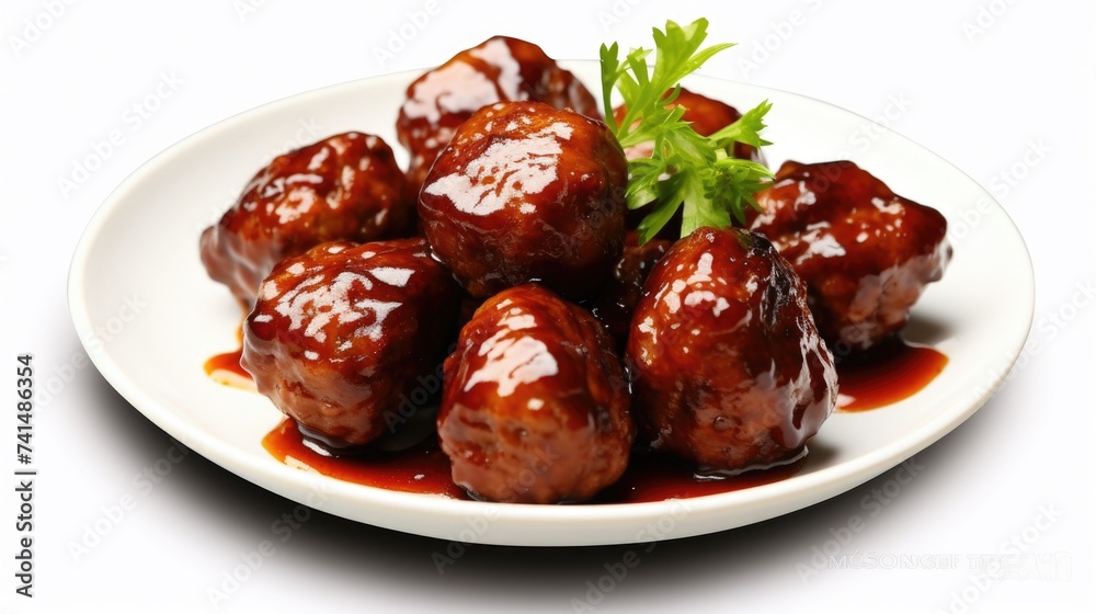 Delicious meatballs in savory tomato sauce, perfect for food blogs or restaurant menus Delicious meatballs in savory tomato sauce, perfect for food blogs or restaurant menus