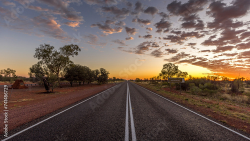 Straight line on the Stuart Highway through the Australian outback