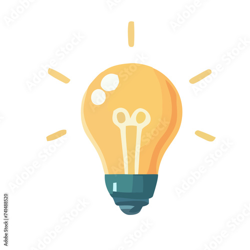 A bright yellow light bulb stands out against a plain white background. The bulb appears cartoon-like in style.