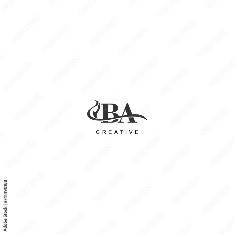 Initial BA logo beauty salon spa letter company elegant