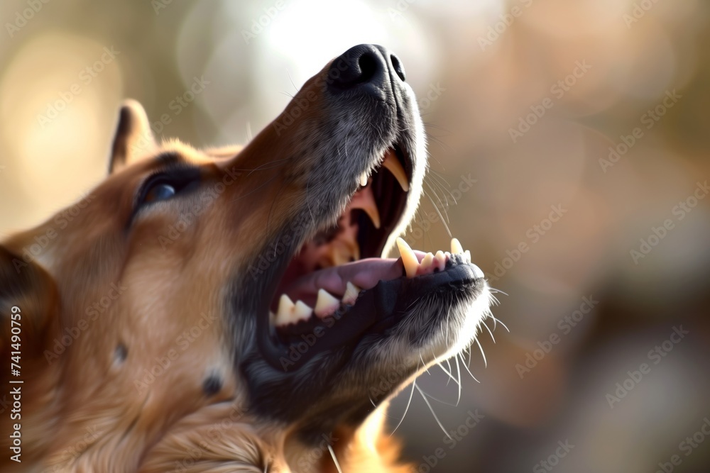 closeup of a dogs snapping jaws