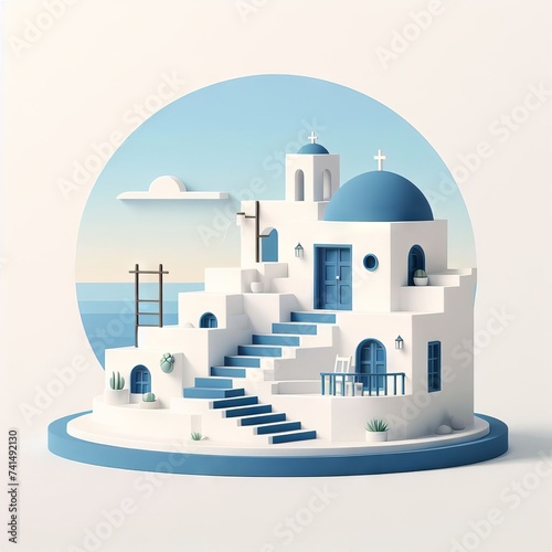 Minimalist design of Greek island architecture