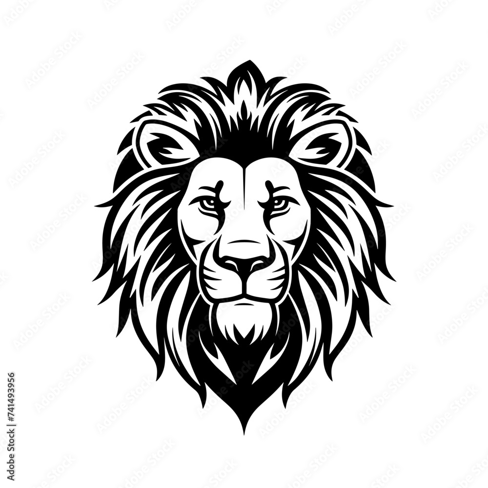 Stylized vector of lion head. Vector illustration.