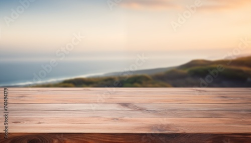 sunset over the sea with table