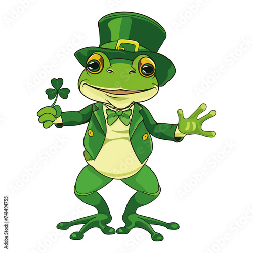 a Cute frog St Patrick's Day cartoon-style vector design photo