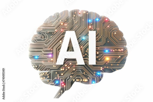 AI Brain Chip it trend. Artificial Intelligence nanomembranes human emergency ct mind circuit board. Neuronal network lithographic mask smart computer processor intelligence photo