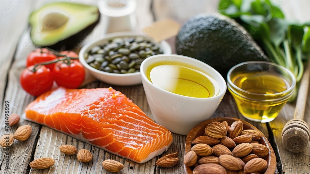 Selection of healthy food for heart, life concept Selection of healthy food for heart, life concept