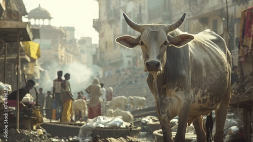 Streetlife Cow in Varanasi India photo