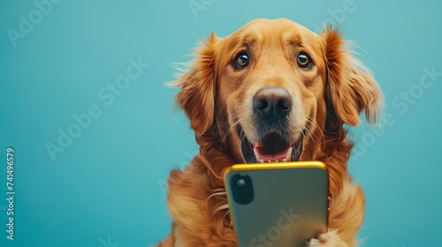 Fotografia, Obraz Golden Retriever Taking Selfie with Cell Phone
