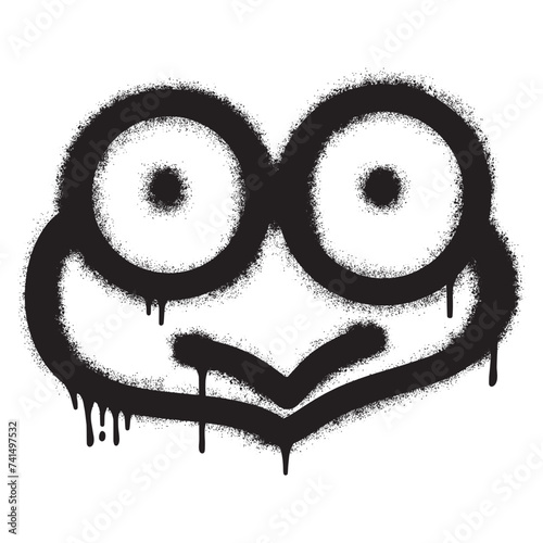 Spray Painted Graffiti frog Sprayed isolated with a white background.