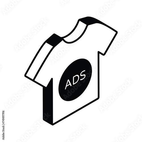 Modern isometric icon of sponsored ad, marketing shirt vector design