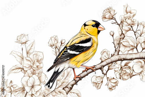 bird on a branch paper vector background generative AI