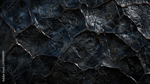 Black lizard skin texture background, black crocodile leather fabric material backdrop photo