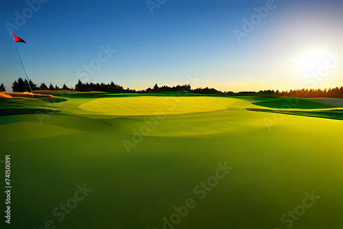 golf course at sunset, generative ai 