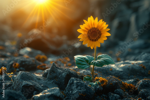 A vibrant optimist radiating hope next to a resilient soul weathered by challenges, portraying the strength born from optimism and adversity. Concept of resilient optimism. Generative Ai. photo