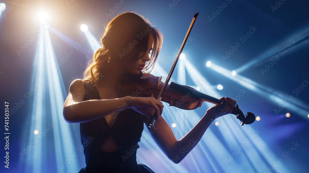 Fototapeta premium The violinist plays the violin.