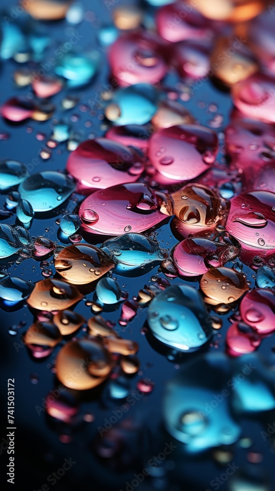 Water drops on a dark blue background.