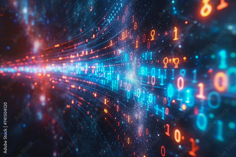 digital and binary number on space. concept : big data and cloud connection. digital and binary number on space. concept : big data and cloud connection.