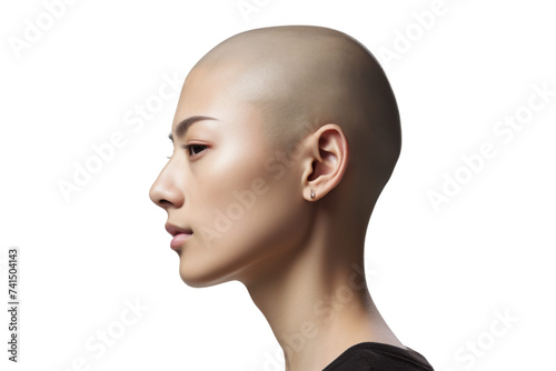 Bald Cancer Patient Teen Isolated on Transparent Background