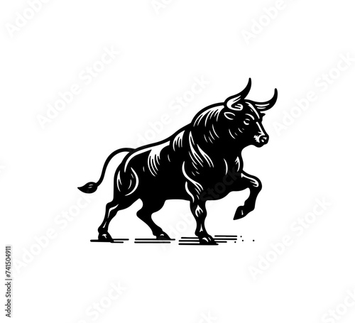Spanish Fighting Bull vector hand drawn illustration