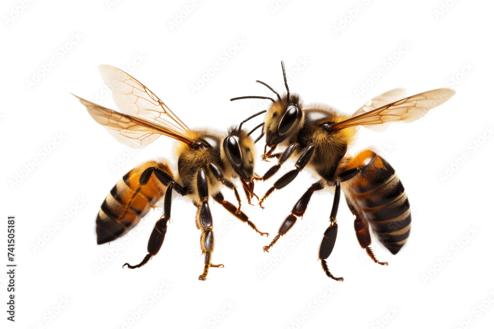 Synchronized Bee Commotion Isolated on Transparent Background - obrazy, fototapety, plakaty 
